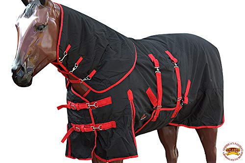 HILASON 76 in 1200D Turnout Winter Horse Neck Cover Belly Wrap Sheet Black