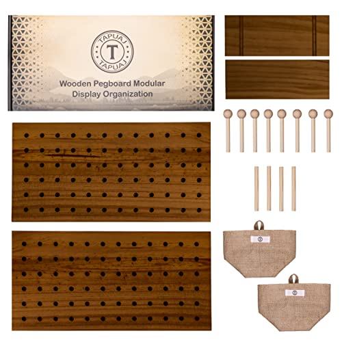 TAPUAJ 2 Wall Organizer with Wooden Board and 2 Bags - 15 x 8-2/3 inches - Wall Mounted - Includes Panel and Trim -Brown