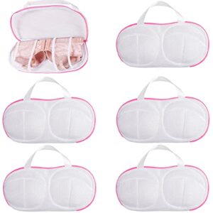 large bra mesh bags for laundry, lingerie bra bags for washing machine, fits all cups anti deformation bra washing bag, lingerie bags for washing delicates (xxl-large pink - 6 pack)