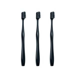 Sol Modern Gentle Manual Toothbrush, Ventilated Travel Case, Soft Bristles, Modern Sleek Design, 3 Count (Black)