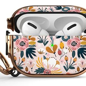 Maxjoy for Airpods Pro 2nd Generation/1st Generation Case with Lock, Flower AirPod Pro 2 Case Lock Protective Hard iPod Pro 2 Case for Women Men with Keychain for Airpods Pro (2023/2022/2019)