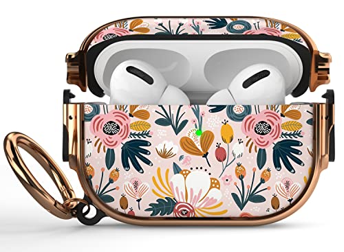 Maxjoy for Airpods Pro 2nd Generation/1st Generation Case with Lock, Flower AirPod Pro 2 Case Lock Protective Hard iPod Pro 2 Case for Women Men with Keychain for Airpods Pro (2023/2022/2019)