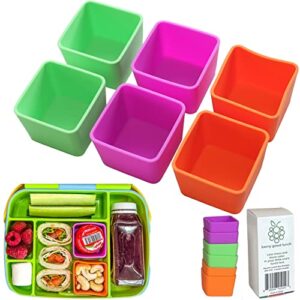 square silicone lunch box dividers 6pcs - bento box divider 2"x2"x1.5" - silicone cupcake baking cups - bento box accessories meal prep containers