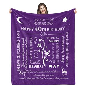 40th birthday gifts for women blanket 50"x60", gifts for 40 year old women, happy 1983 birthday gifts for women, 40 year old birthday gifts for woman sister mom, 40th birthday decoration for women