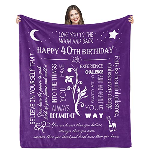 40th Birthday Gifts for Women Blanket 50"x60", Gifts for 40 Year Old Women, Happy 1983 Birthday Gifts for Women, 40 Year Old Birthday Gifts for Woman Sister Mom, 40th Birthday Decoration for Women