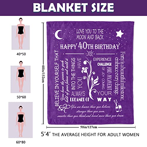 40th Birthday Gifts for Women Blanket 50"x60", Gifts for 40 Year Old Women, Happy 1983 Birthday Gifts for Women, 40 Year Old Birthday Gifts for Woman Sister Mom, 40th Birthday Decoration for Women