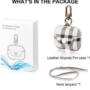 Airpod Pro Case,HEJITAI Leather Airpods Pro Case Cover with Keychain,Airpod Pro Cute Case for Women Men Girl,iPod Pro Case Compatible with Apple AirPods Pro (2019) (White)