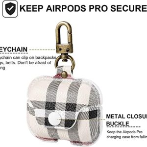 Airpod Pro Case,HEJITAI Leather Airpods Pro Case Cover with Keychain,Airpod Pro Cute Case for Women Men Girl,iPod Pro Case Compatible with Apple AirPods Pro (2019) (White)