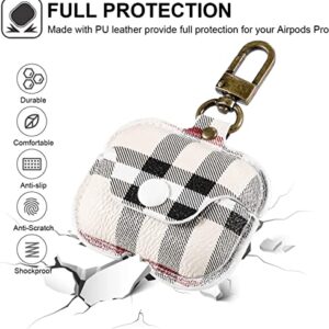 Airpod Pro Case,HEJITAI Leather Airpods Pro Case Cover with Keychain,Airpod Pro Cute Case for Women Men Girl,iPod Pro Case Compatible with Apple AirPods Pro (2019) (White)