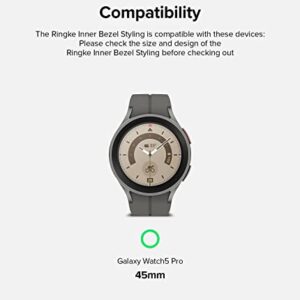 Ringke Inner Bezel Styling [Stylish Stainless Steel Frame] Compatible with Samsung Galaxy Watch 5 Pro Case, Anti Scratch Protector Adhesive Inner Cover Accessory - 45-IN-02 (ST) Black