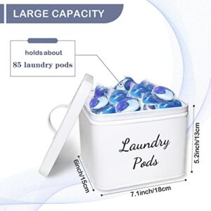 Metal Laundry Pods Dryer Sheet holder with Lid for Laundry Room Decor & Organization Accessories, Oppro Farmhouse Beads Container with Handle, Large Modern Storage Box(Holds 85 laundry pods)