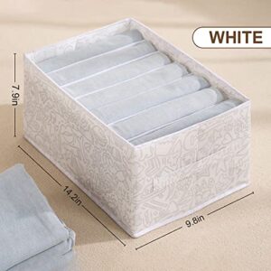 XYSCPDM 7 Grids Clothes Organizer for Folded Clothes [2-Pack] Clothes Drawer Organizer, Drawer Organizers for Clothing, for Jeans, Pants, Sweater, Coat, Scarves (White)