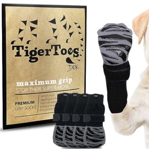 DOK TigerToes Premium Non-Slip Dog Socks for Hardwood Floors - Extra-Thick Grip That Works Even When Twisted - Prevents Licking, Slipping, and Great for Dog Paw Protection - Size Medium