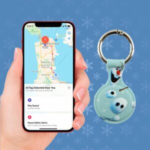 Disney Frozen Olaf Holder for Airtag - Protective Tracker with Keychain for Dog, Bags, Keys - Disneyland Essentials and Frozen Toys