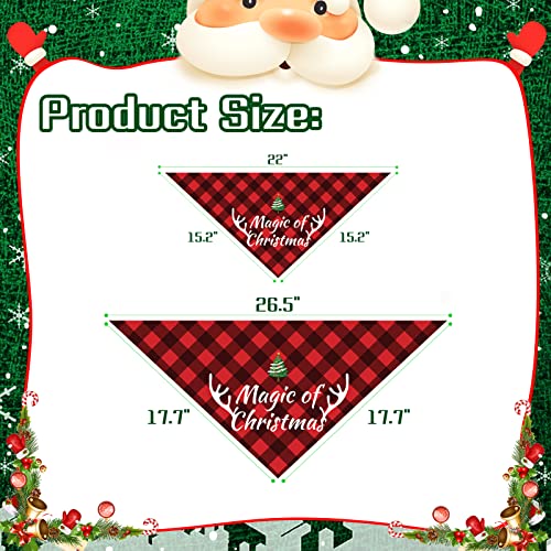 Bonjin 2 Pack Dog Bandana Christmas Classic Plaid, Pet Scarf Triangle Reversible Bibs Kerchief Santa Christmas Tree Magic of Christmas Print Pet Bandana for Small Medium Large Dogs Cats Pets