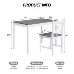 5-Piece Dining Table Set, Kitchen Dinner Table and 4 Chairs for 2-4 Person (Grey)