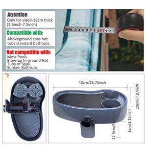 Hot Tub Table Tray, Adjustable Hot Tub Drink Holder, Nonslip Drink Caddy with 2 Cup Holders, Upgraded Hot Tub Side Table, Heavy-Duty Serving Tray for Aboveground Bathtub Spa Outdoor Patio