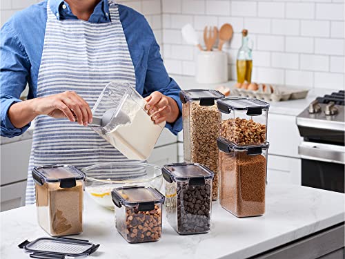 Air Tight Containers For Food - Clear Airtight Food Storage Containers For Pantry Organization And Storage - 7 PC - Snack, Spaghetti Container Storage - Kitchen Canisters With Lids, Labels And Marker