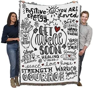 pure country weavers get well soon 2 blanket - gift tapestry throw woven from cotton - made in the usa (72x54)
