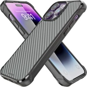 rebel phone iphone 14 pro max case series gen-4 aramid fiber, strong magsafe compatible, protective shockproof corners, metal buttons, upgraded slim case for iphone 14 pro max 6.7 2022 (black)