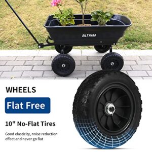 BILT HARD 4 Cu.Ft. 10" No-Flat Tires Poly Yard Dump Cart with 180° Rotating Handle, 600 lbs Capacity Heavy Duty Garden Carts and Wagons