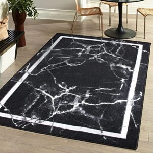 comfii home venice collection area rug - non-slip rubber backing – anti skid for bedroom, living room, dining room, doormat - trendy and unique abstract design (5x8 ft, marble)