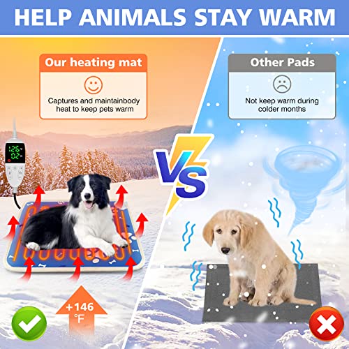 Wall Essential Pet Heating Pad for Cat Dog Electric Heated Pad Pet Warming Bed Mat with Timer Adjustable Temperature Electric Pet Heated Bed Mat with Cover