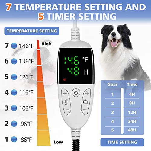 Wall Essential Pet Heating Pad for Cat Dog Electric Heated Pad Pet Warming Bed Mat with Timer Adjustable Temperature Electric Pet Heated Bed Mat with Cover