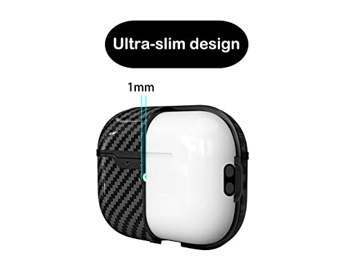 Case for AirPods Pro 2nd Generation Case Cover 2022 New, Carbon Fiber Skin Full Protective Shockproof Case for Men Women, Slim TPU case with Keychain and Lanyard (Red)