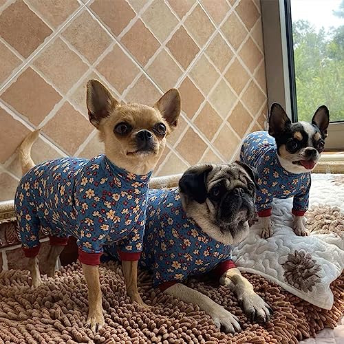 Sphynx Hairless Cat Four Leg Breathable Summer Rayon Pajamas Elastic Pet Clothes Cat Surgery Recovery Suit Vest Kitten T-Shirts Cats & Small Dogs Apparel (M (5.5-7 lbs), Wild Flower)