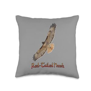 red-tailed hawk tees red-tailed hawk throw pillow, 16x16, multicolor