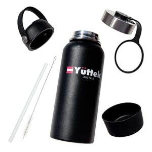 yuttek insulated water bottle with straw lid-stainless steel reusable waterbottle for gym, office, school, sports & travel,double walled bottles with 3 lids & straw for men, women, kids and adults