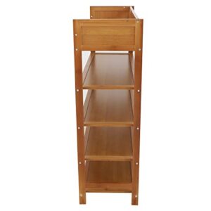 Bathrena 5 Tiers Bamboo Shoe Rack Shoe Rack Cabinet Storage Organizer Free Standing Wooden Shelf Stand Shoe Shelves Shoe Storage Organizer Entryway Shoe Shelf Brown