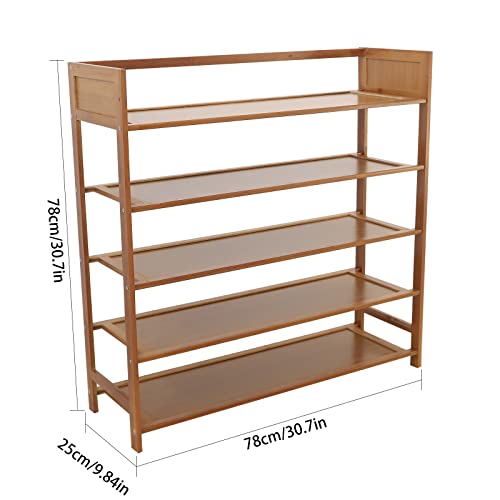 Bathrena 5 Tiers Bamboo Shoe Rack Shoe Rack Cabinet Storage Organizer Free Standing Wooden Shelf Stand Shoe Shelves Shoe Storage Organizer Entryway Shoe Shelf Brown