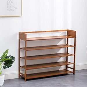 Bathrena 5 Tiers Bamboo Shoe Rack Shoe Rack Cabinet Storage Organizer Free Standing Wooden Shelf Stand Shoe Shelves Shoe Storage Organizer Entryway Shoe Shelf Brown