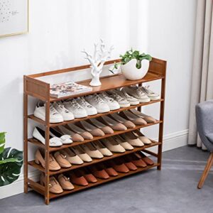 Bathrena 5 Tiers Bamboo Shoe Rack Shoe Rack Cabinet Storage Organizer Free Standing Wooden Shelf Stand Shoe Shelves Shoe Storage Organizer Entryway Shoe Shelf Brown