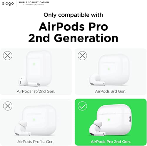 elago Compatible with AirPods Pro 2nd Generation Case, Silicone Case Compatible with Apple AirPods Pro 2 Case, Lanyard Included, Front LED Visible (Black)