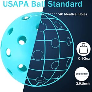 FEBSNOW Pickleball Balls, 40 Holes Outdoor Pickleball Balls for USAPA Regulations, Elasticity and Durable Pickleballs for Beginners and Professional