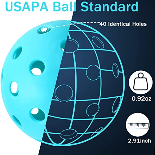 FEBSNOW Pickleball Balls, 40 Holes Outdoor Pickleball Balls for USAPA Regulations, Elasticity and Durable Pickleballs for Beginners and Professional