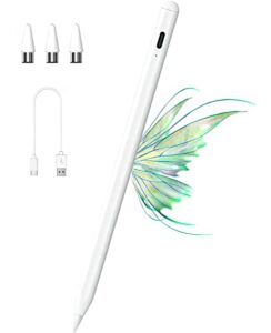 active stylus pens for touch screens with magnetic design, rechargeable universal ipad pencil, fine point stylus pen for ipad pro/air/mini/iphone/ios/android/tablets writing & drawing-white