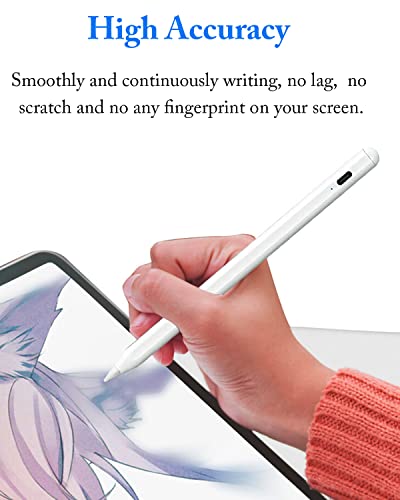 Active Stylus Pens for Touch Screens with Magnetic Design, Rechargeable Universal iPad Pencil, Fine Point Stylus Pen for iPad Pro/Air/Mini/iPhone/iOS/Android/Tablets Writing & Drawing-White