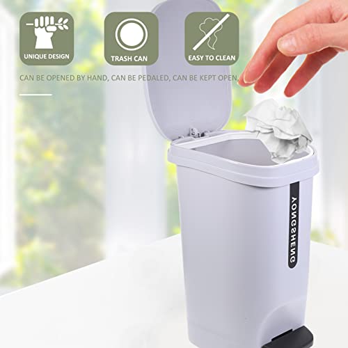 DOITOOL Bin Bathroom Close Lid, Container Basket and Pedal Trash Household Free with Dustbin Step-on Bathroom, Organizer Large L, on Home, Plastic L Waste Rubbish Foot Office Home Grey