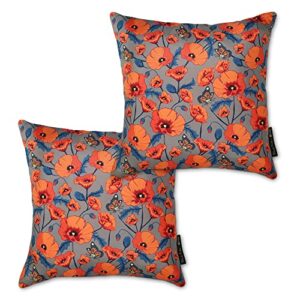 classic accessories for frida kahlo accent pillows, 2-pack, 18 inch, amapolas brillantes, 18" l x 18" w, 2 count