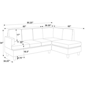 Oadeer Home DDD7438 Sectional, Light Gray