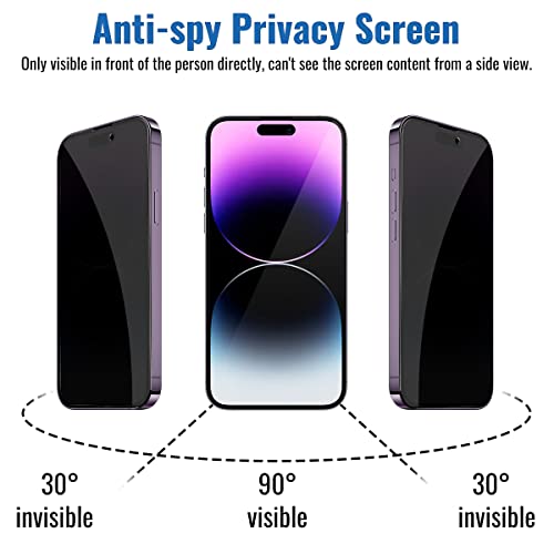 NEEPART 3 Pack Privacy Screen Protector for iPhone 14 Pro Max[6.7 inch], Sensor Protection, Dynamic Island Compatible, 9H Anti Spy Private Tempered Glass Film, Anti-Scratch, Case Friendly, Easy Installation, Bubble Free