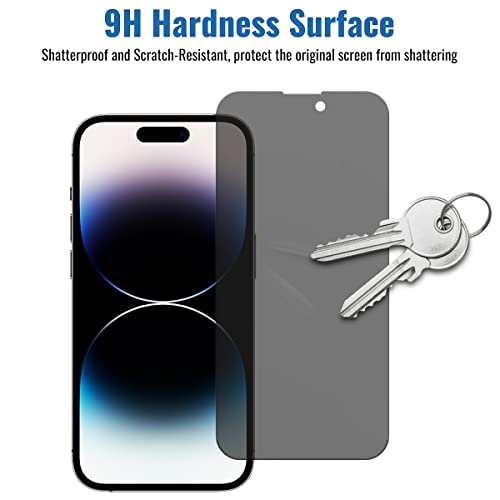 NEEPART 3 Pack Privacy Screen Protector for iPhone 14 Pro Max[6.7 inch], Sensor Protection, Dynamic Island Compatible, 9H Anti Spy Private Tempered Glass Film, Anti-Scratch, Case Friendly, Easy Installation, Bubble Free