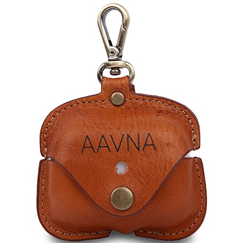 AAVNA Airpods Pro Leather Case with Strap Genuine Leather Portable Protective Case with Button Lock Compatible with Airpods Pro, Airpods Pro 2 - Legacy Pro (Wood Brown)