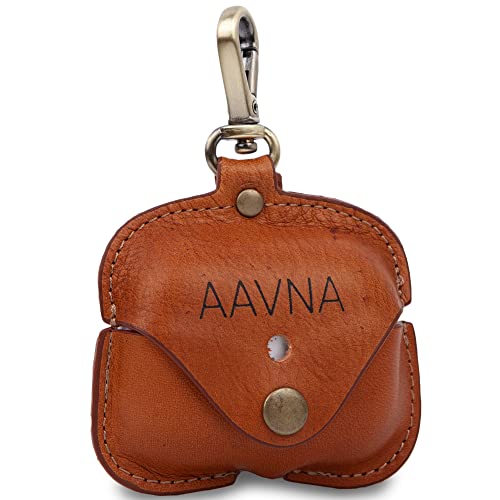 AAVNA Airpods Pro Leather Case with Strap Genuine Leather Portable Protective Case with Button Lock Compatible with Airpods Pro, Airpods Pro 2 - Legacy Pro (Wood Brown)