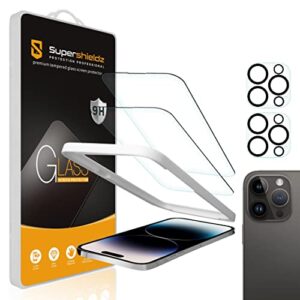 supershieldz (2 pack) designed for iphone 14 pro (6.1 inch)+ camera lens tempered glass screen protector with (easy installation tray), anti scratch, bubble free