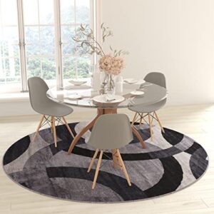 Masada Masada Rugs, Thatcher Collection Accent Rug with Interlocking Circle Pattern in Black/Grey with Olefin Facing and Natural Jute Backing - 8'x8' Round